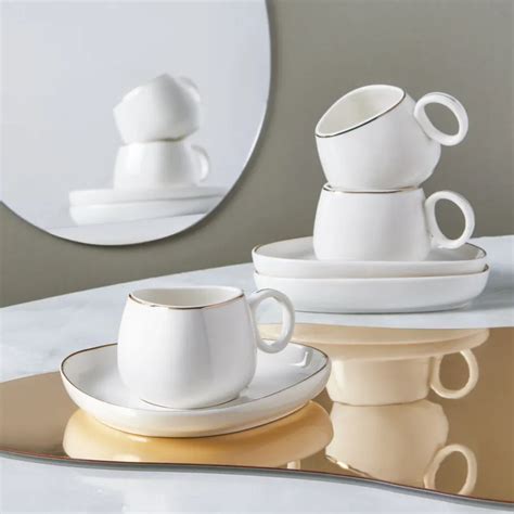 Karaca Tribe Piece Porcelain Espresso Turkish Coffee Cup Set For