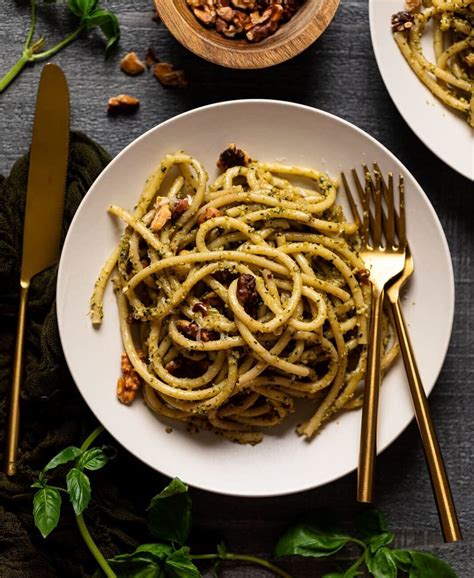 Simple Walnut Pesto Bucatini Pasta Simple Healthy Recipes Complex