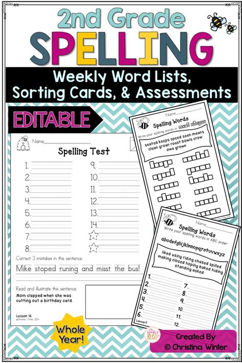 2nd Grade Word Study Printables And Assessment Yearlong Bundle Editable