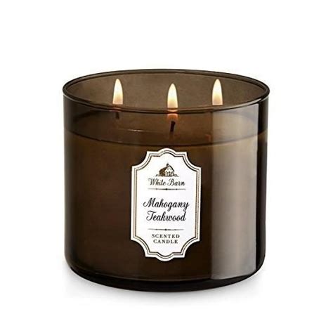 Bath & Body Works, White Barn 3-Wick Candle, Mahogany Teakwood in 2021