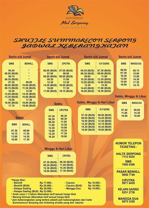 Jadwal Terbaru Shuttle Bus Tujuan Benhill Mangga Dua Ciputra Dan Mal