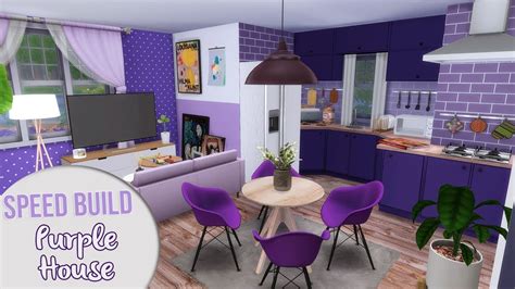 The Sims 4 Speed Build Purple House Cc Links Youtube