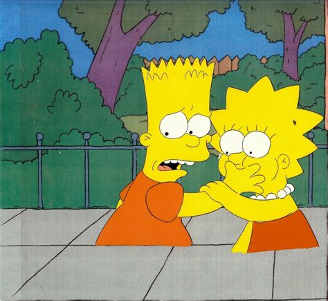 Simpsons Bart And Lisa Season 1 Very Rare Production Cel And Photocopied