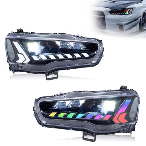 Buy Hcmotion Rgb Led Headlights Assembly Fit Mitsubishi Lancer Evo X