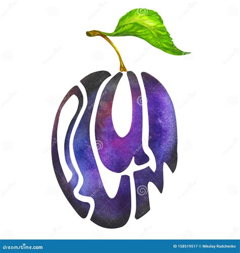 Plum Made Up Of Letters Its Name Stock Illustration Illustration Of