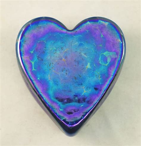Silver Blue Heart Paperweight By Ken Hanson And Ingrid Hanson Art Glass Paperweight Artful