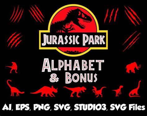 Jurrasic Park Alphabet Jurassic Park Svg Jurrasic World Dinosaurs
