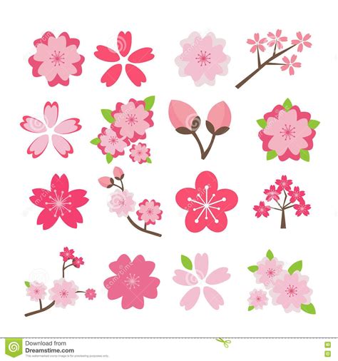 Download Cherry Blossom Icon Set Stock Vector Illustration Of Vector