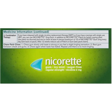 nicorette quit smoking regular strength nicotine gum icy mint 75 pack woolworths
