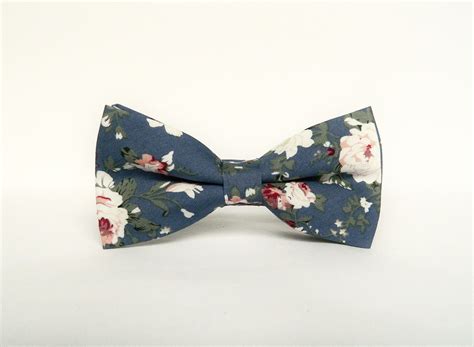 Men S Floral Blue Bow Tie Floral Pre Tied Bow Tie Gift For Men Wedding