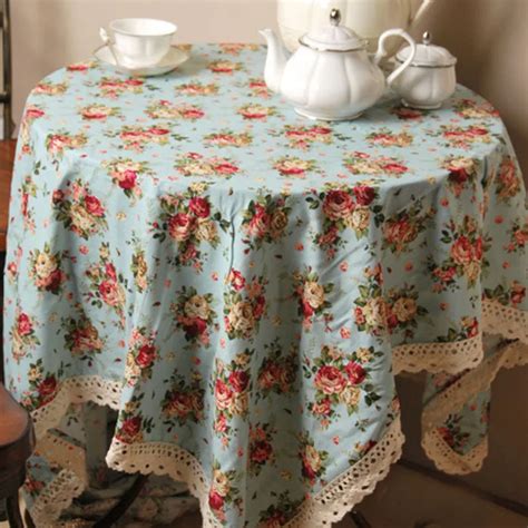 Pastoral Floral Printed Table Cloth High Quality Cotton Linen Rose