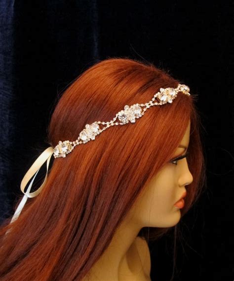 Gold Rhinestones Beaded Bridal Tiara Headband Wedding Accessories