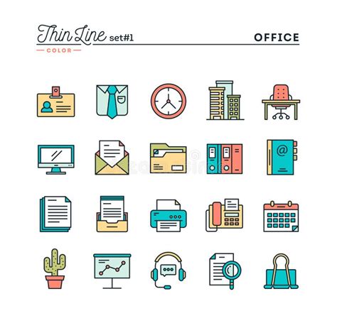 Office Icons Line Art Stock Illustrations 17433 Office Icons Line