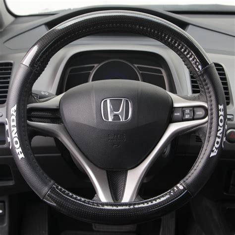 Carbon Fiber Black Synthetic Leather Steering Wheel Cover For Honda Fit