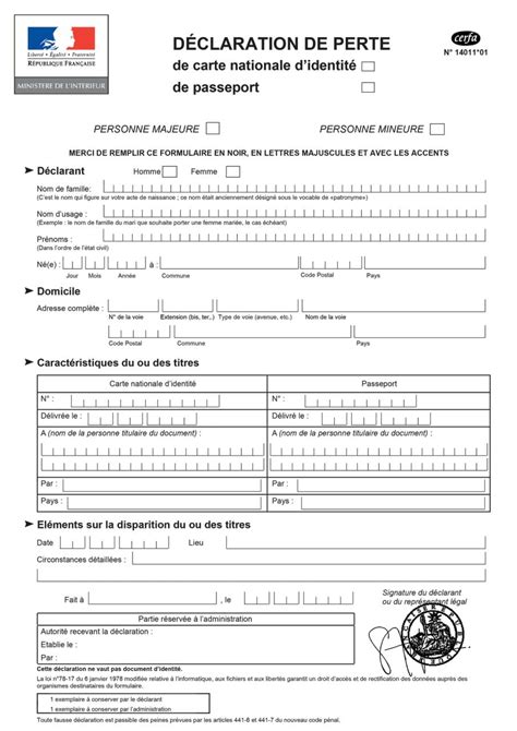 Formulaire Pdf D Claration De Perte Pdf