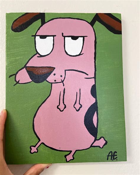 18x24in Acrylic Canvas Courage The Cowardly Dog Painting Painting