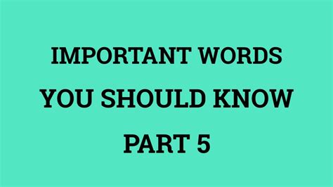 Important Words For Work Part 5 Englishvocabulary Youtube