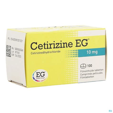 Cetirizine Eg 10 Mg 100 Cpr Pharmacie Online