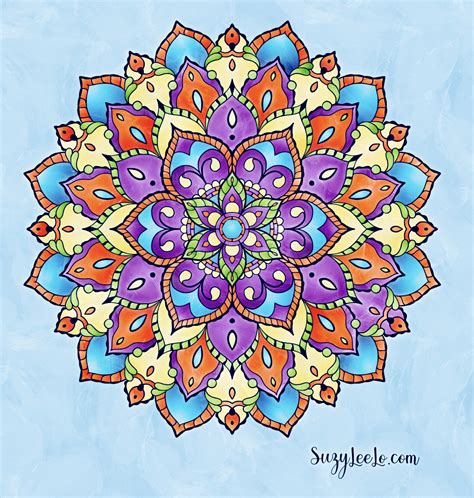 Elegant Mandala Coloring Page Suzy Leelo