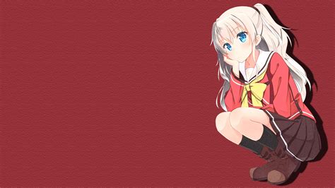 Minimalistic Nao Tomori Red Background Charlotte Anime Charlotte
