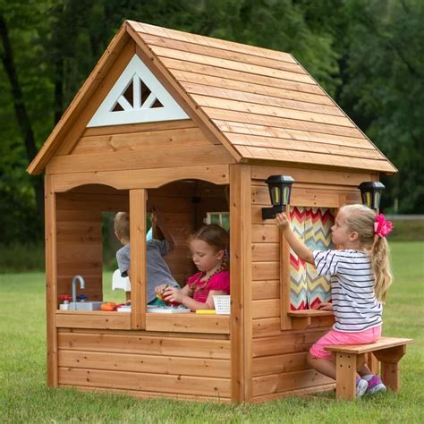 Aspen 67 X 44 Outdoor Cedar Playhouse With Kitchen In 2020 Play