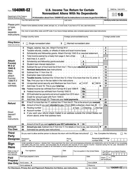 Form 1040nr Ez Fill Out And Sign Printable Pdf Template Signnow