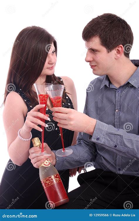 Happy Young Couple Celebrate Valentines Day Stock Photo Image Of T