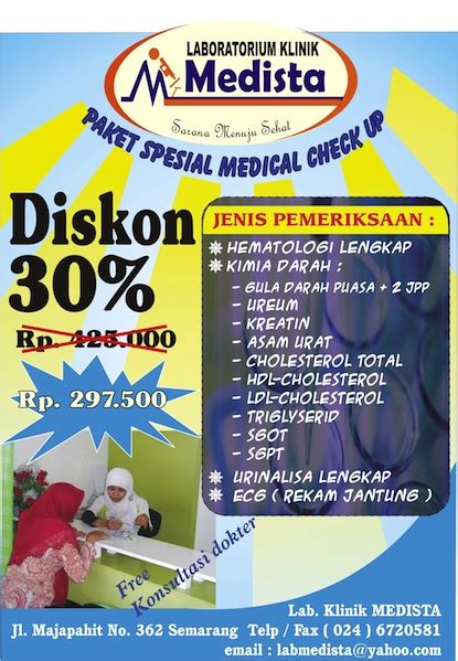 Panduan medical check upfull description. Diskon Lab Klinik Medista - Yogyakarta | Jagonya Diskon ...