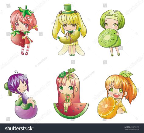 Cute Fruit Girl Fairy Cartoon Character Stock Vector