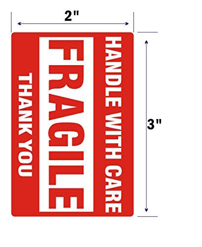 Buy 2 Rolls 1000 Labels 2 X 3 Fragile Stickers Handle With Care