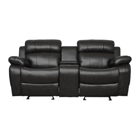 Faux Leather Straight Double Glider Reclining Loveseat With Center