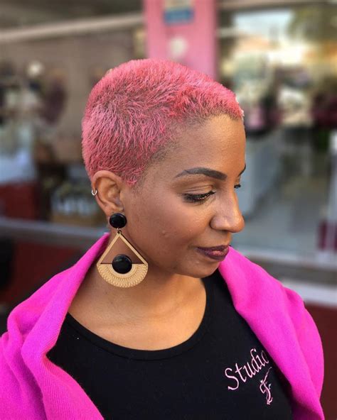 Bright Pink Buzz Cut Pixie Hairstyleology