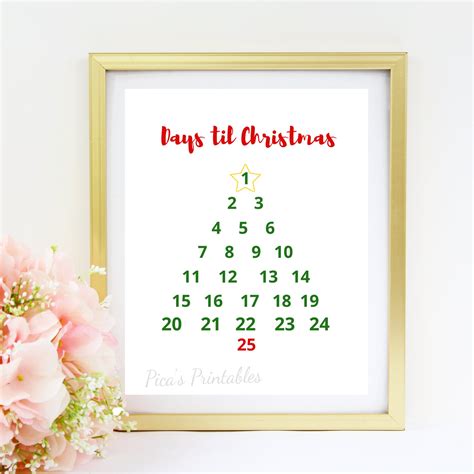 Days Til Christmas Christmas Countdown Advent Calendar 25 Etsyde