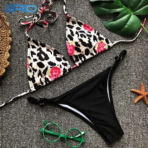BRO Leopard Bikini Halter Print Brazilian Biquini Zwei Stück Schwimmen