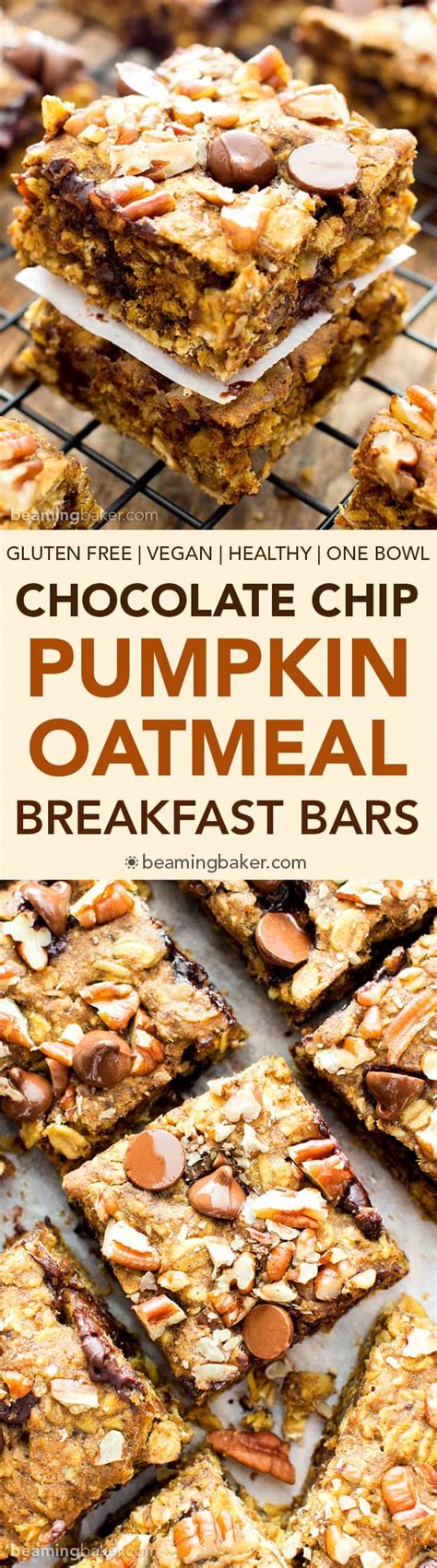 Gluten Free Pumpkin Chocolate Chip Oatmeal Breakfast Bars Chocolate