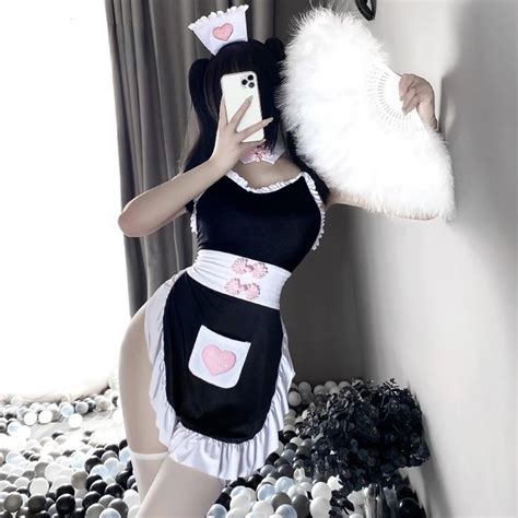 Anime Cosplay Costumes Maid Role Play Comic Clothing Japanese Outfit Backless Sexy Black Cute