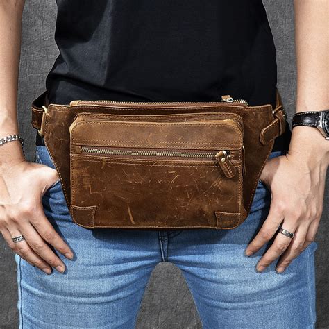 Vintage Leather Fanny Pack Mens Waist Bag Hip Pack Belt Bag For Men Iwalletsmen