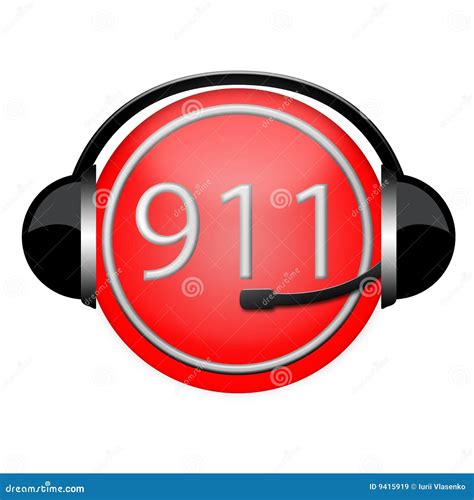 911 Department Extinguisher Headphone Sign Stock Illustration