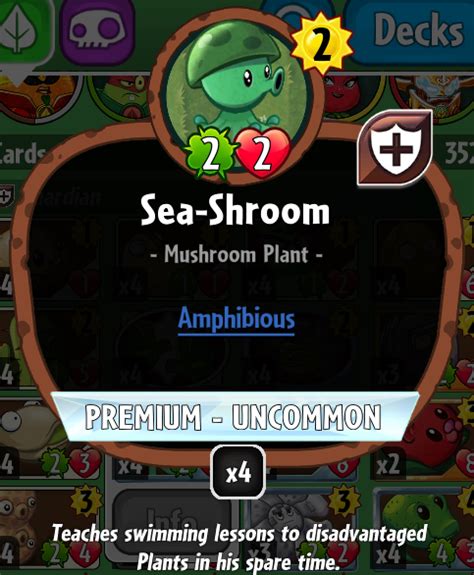 Sea Shroom Plants Vs Zombies Heroes Plants Vs Zombies Wiki