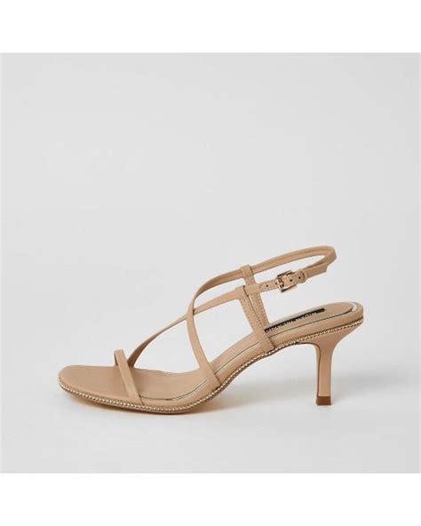 River Island Beige Beaded Strappy Low Heel Sandals In Natural Lyst