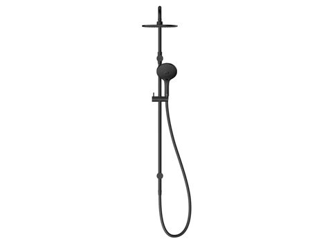 Posh Domaine Twin Rail Shower With Top Rail Water Inlet Matte Black