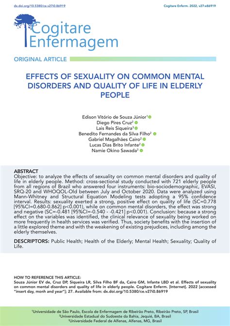 PDF Effects Of Sexuality On Common Mental Disorders And Quality Of