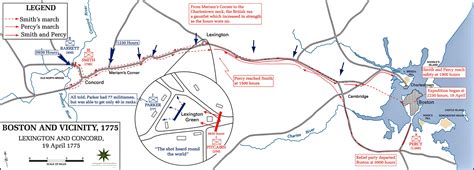 Map Of The Battle Of Lexington And Concord April 19 1775