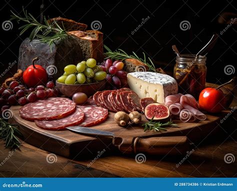 Gourmet Delights: Rustic Charcuterie Board Still Life Stock