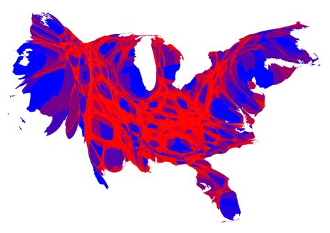 Map Us Counties Scaled By Population With 2016 Election Votes By