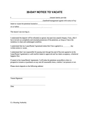 They must receive this written notice before an eviction can proceed. 27 Printable 30 Day Notice Template Forms - Fillable Samples in PDF, Word to Download | PDFfiller
