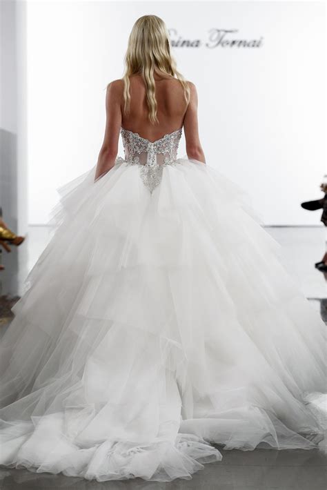 layered tulle ball gown wedding dress  crystal