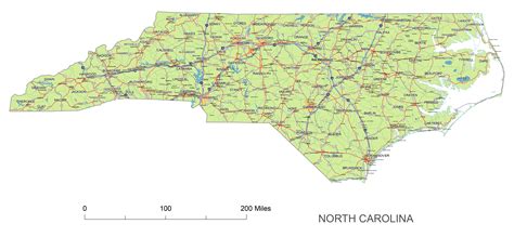 North Carolina State Vector Road Mapa Map Of Nc Includes Interstates