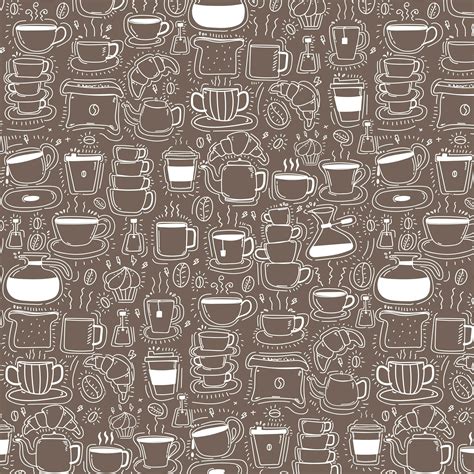 Pattern With Line Hand Drawn Doodle Coffee Background Doodle Funny