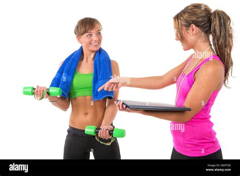 Training By Female Personal Trainer Stock Photo Alamy